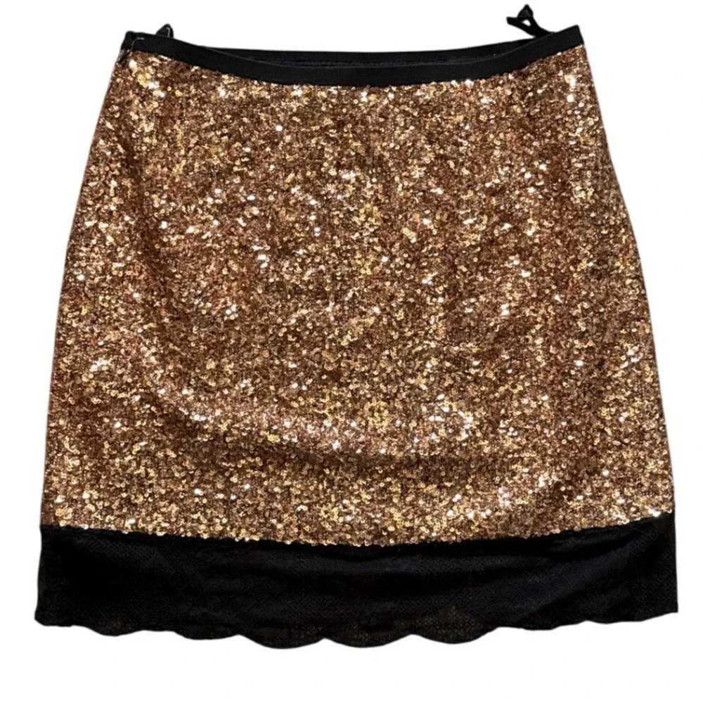 Zadig‎ & Voltaire Skirt Sequin Gold Black Party Mini Womens size 4